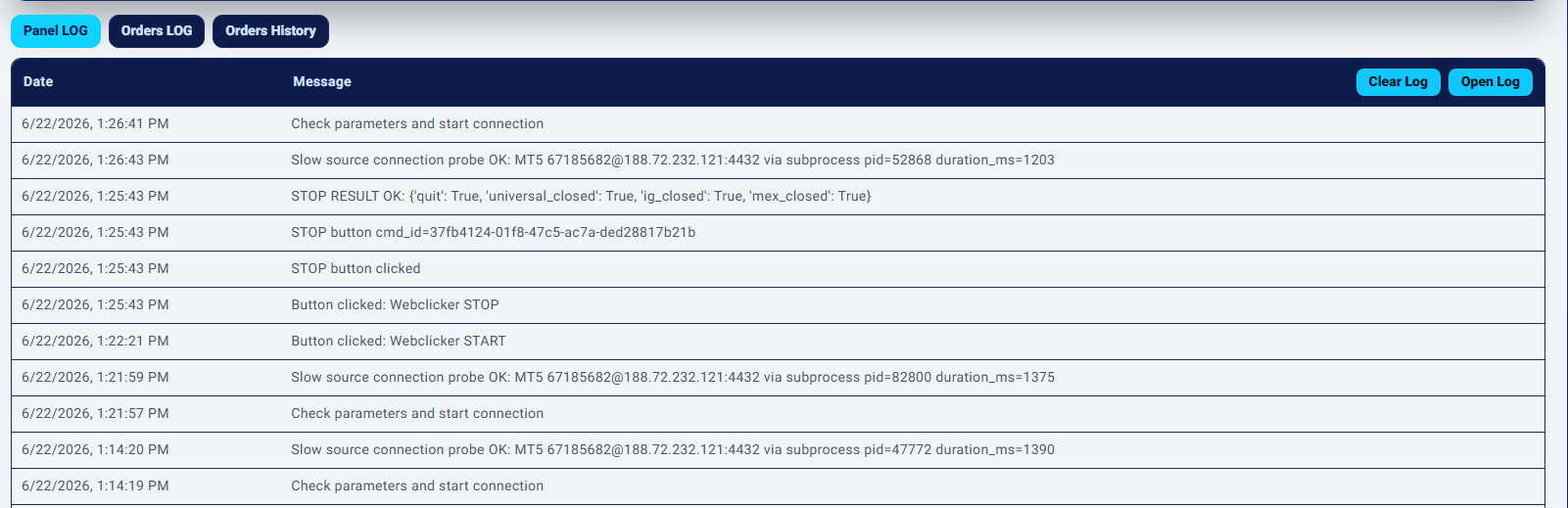 UI Logs - Westernpips Docs